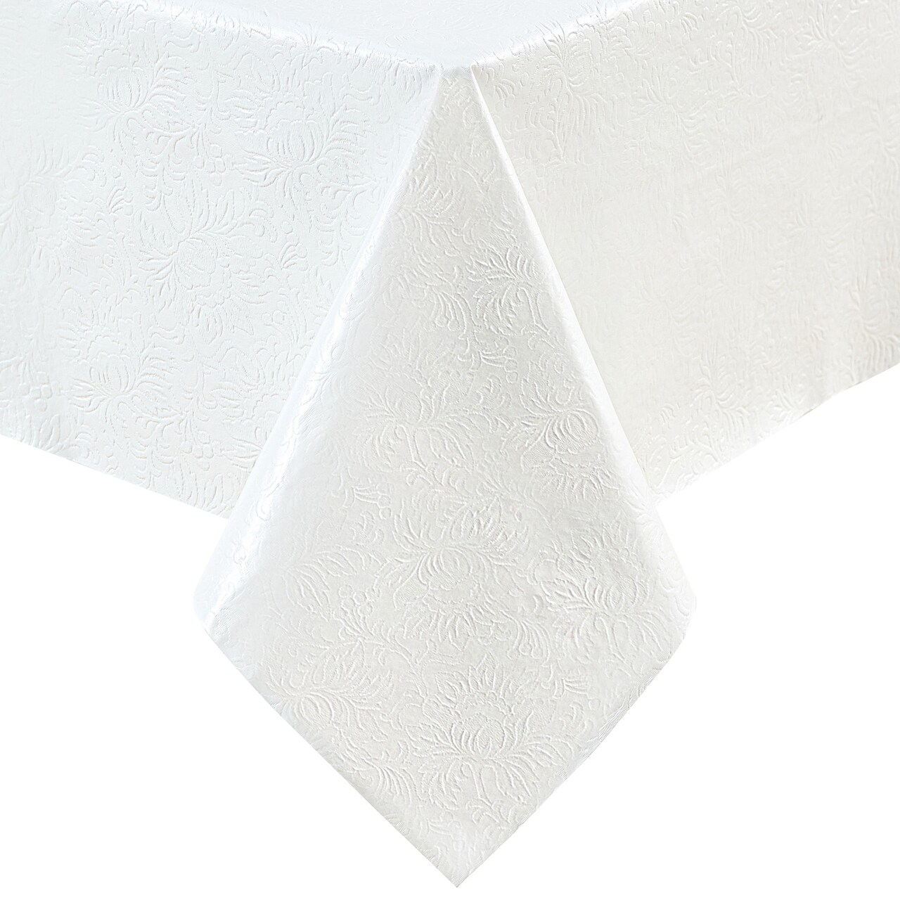 Threadmade Home Floral Embossed Print 3-Yard Cut-to-fit Vinyl Table Pad, White - 54"W x 108"L
